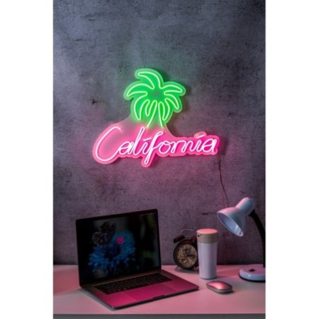 Iluminación LED decorativa de plástico California rosa verde 50x39x2 cm