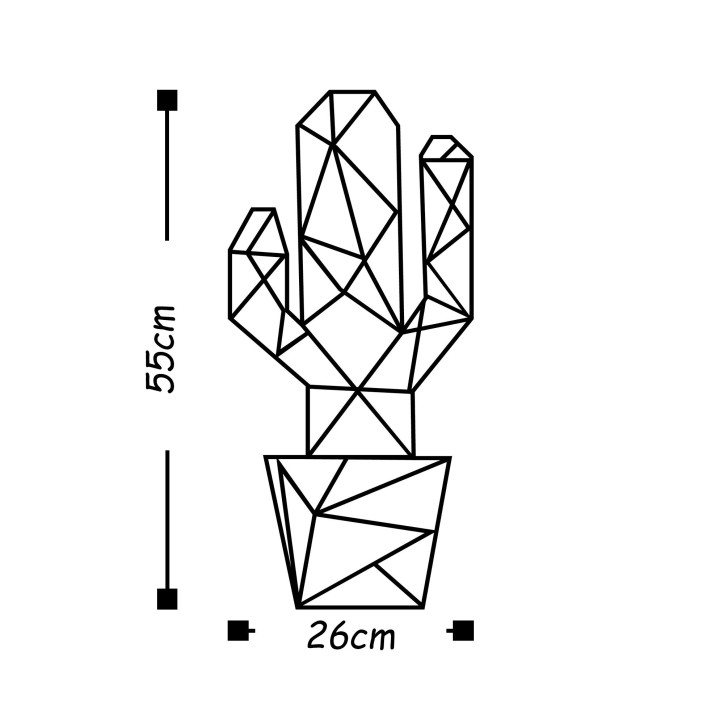 Decoración pared de metal Cactus3 negro 26x55 cm