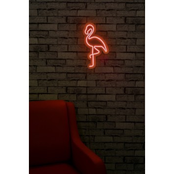 Iluminación LED decorativa de plástico Flamingo rojo 42x23x2 cm