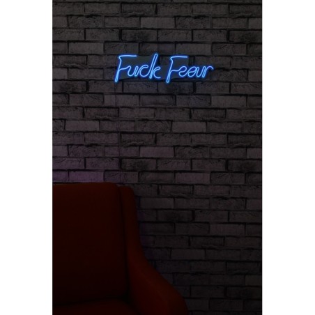 Iluminación LED decorativa de plástico Fuck Fear azul 49x15.5x2 cm