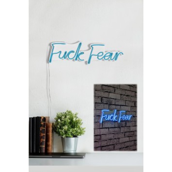 Iluminación LED decorativa de plástico Fuck Fear azul 49x15.5x2 cm