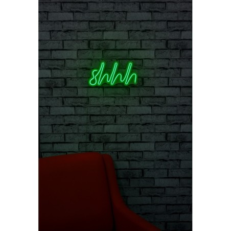 Iluminación LED decorativa de plástico Shhh verde 34x17x2 cm