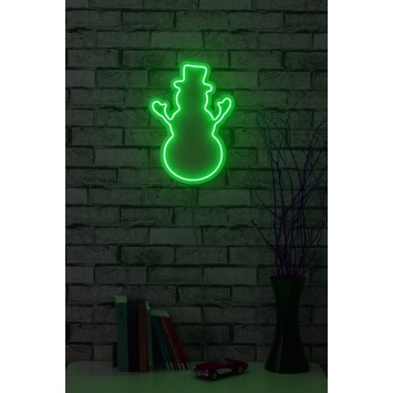 Iluminación LED decorativa de plástico Snowman verde 18x35x2 cm