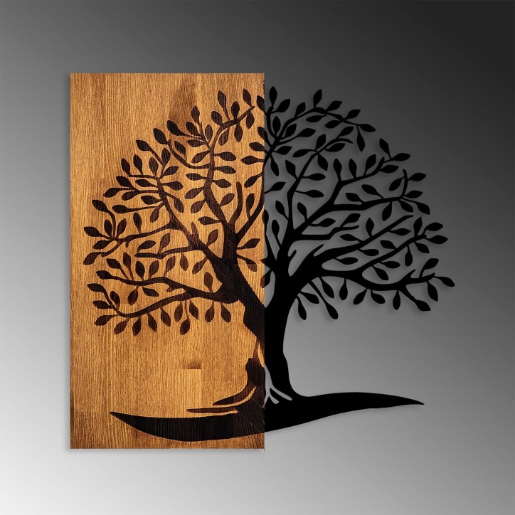 Decoración pared de madera Monumental Tree-374 nogal negro 58x58 cm