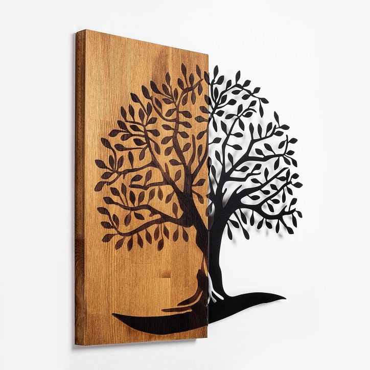 Decoración pared de madera Monumental Tree-374 nogal negro 58x58 cm