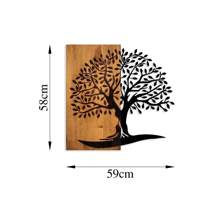 Decoración pared de madera Monumental Tree-374 nogal negro 58x58 cm