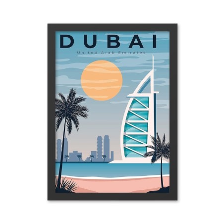 Pintura decorativa enmarcada MDF Dubai (40 x 55) multicolor 40x55 cm