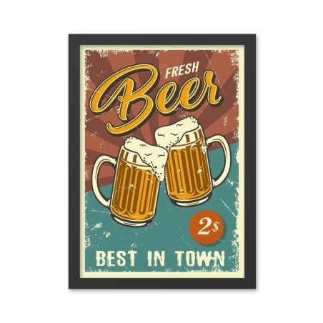 Pintura decorativa enmarcada MDF Fresh Beer (40 x 55) multicolor 40x55 cm