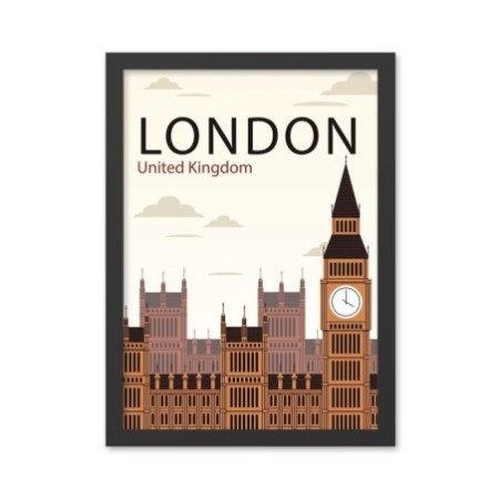 Pintura decorativa enmarcada MDF London 3 (40 x 55) multicolor 40x55 cm
