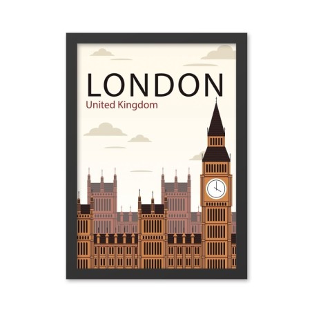 Pintura decorativa enmarcada MDF London 3 (40 x 55) multicolor 40x55 cm
