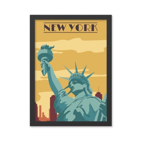 Pintura decorativa enmarcada MDF New York (40 x 55) multicolor 40x55 cm