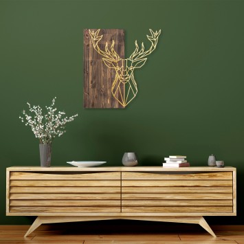 Decoración pared de madera Deer1 oro nogal 56x58 cm