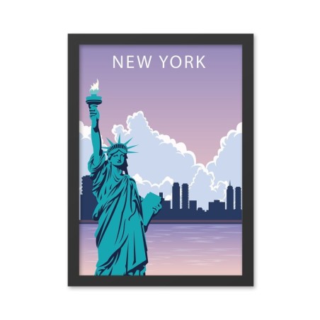Pintura decorativa enmarcada MDF New York 2 (40 x 55) multicolor 40x55 cm