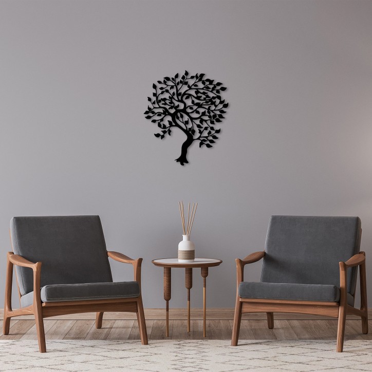 Decoración pared de metal Tree-263 negro 61x69 cm