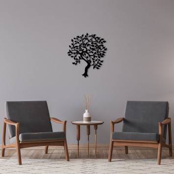 Decoración pared de metal Tree -263 negro 61x69 cm