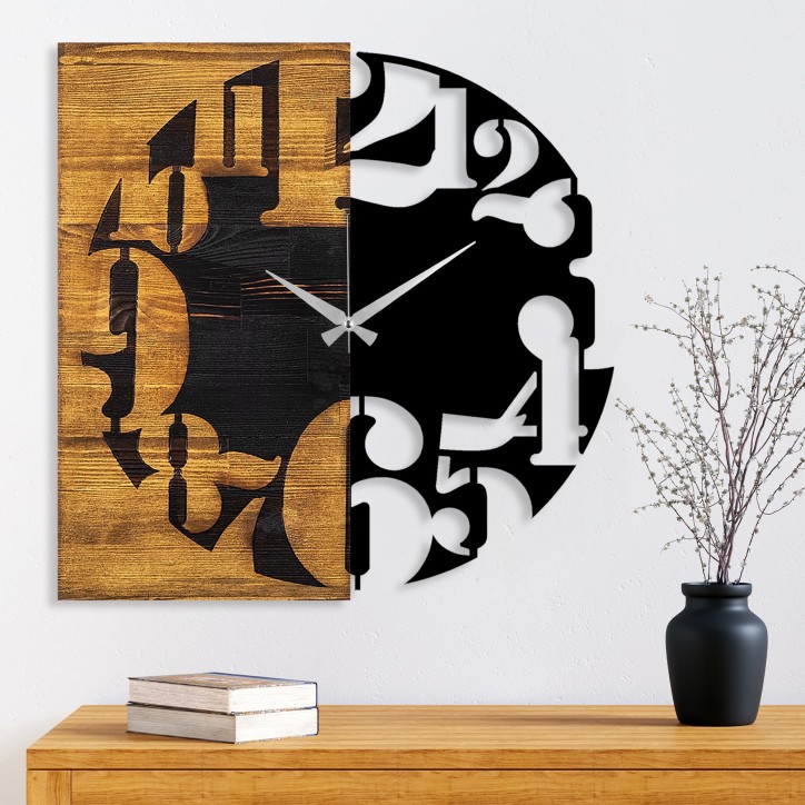 Reloj de pared madera Modelo 3 nogal negro 58x3x58 cm