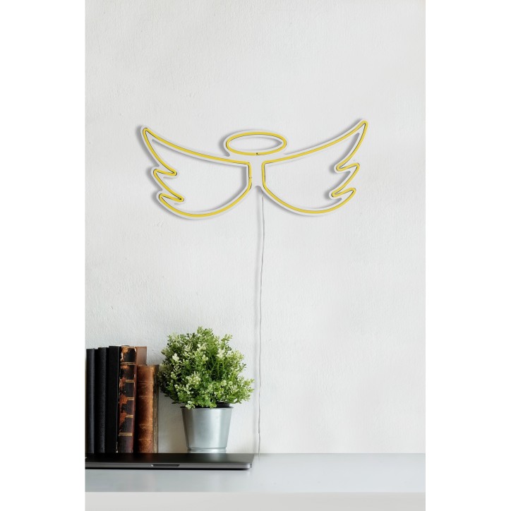 Iluminación LED decorativa de plástico Angel amarillo 52x23x2 cm