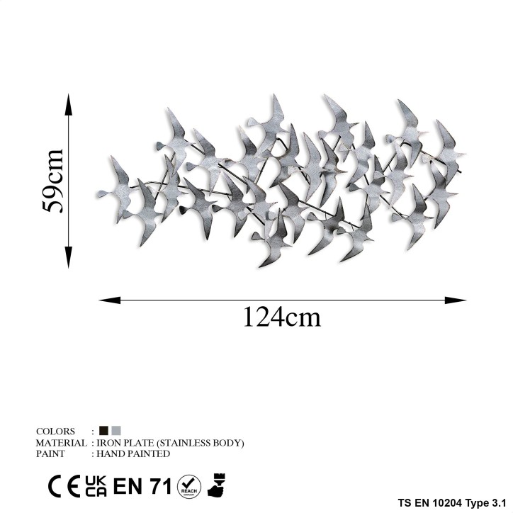 Decoración pared de metal Martılar 3 multicolor 124x59 cm