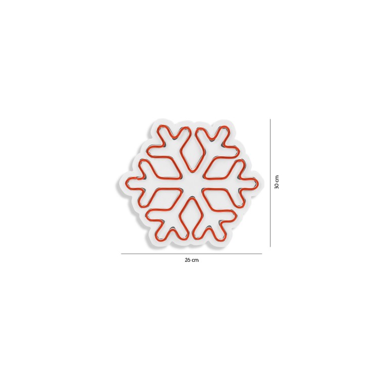 Iluminación LED decorativa de plástico Snowflake rojo 30x26x2 cm