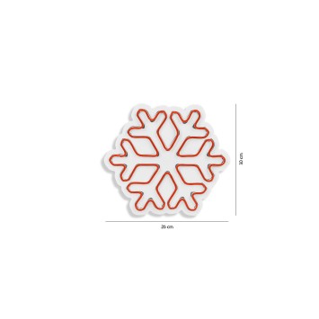 Iluminación LED decorativa de plástico Snowflake rojo 30x26x2 cm