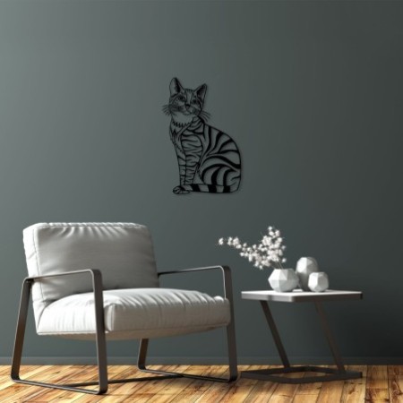 Decoración pared de metal Cat-310 negro 46x68 cm