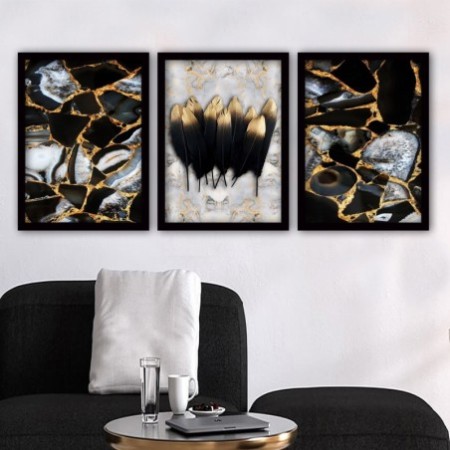 Cuadro decorativo enmarcado 3SC95 multicolor 35x45 cm (3 piezas)