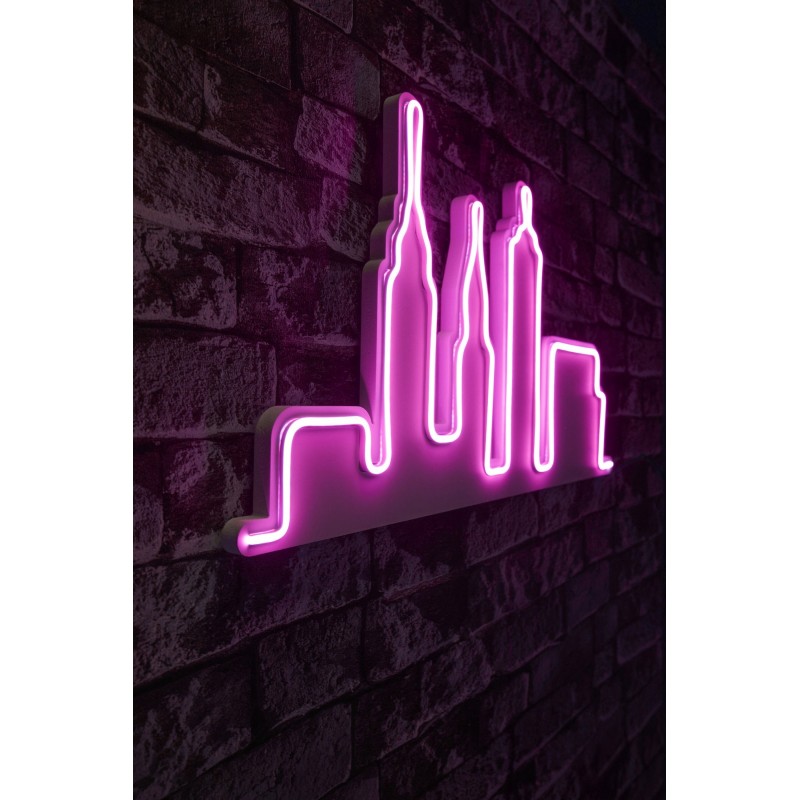 Iluminación LED decorativa de plástico City Skyline rosa 32x61x2 cm