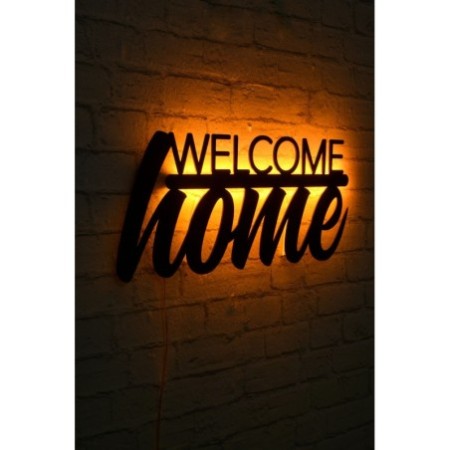 Iluminación LED decorativa Welcome Home amarillo 53x25 cm