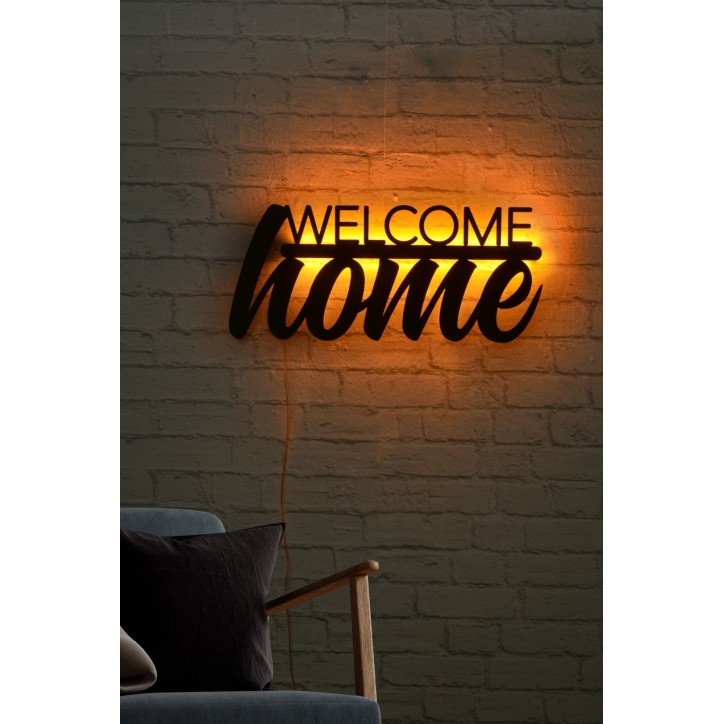 Iluminación LED decorativa Welcome Home amarillo 53x25 cm