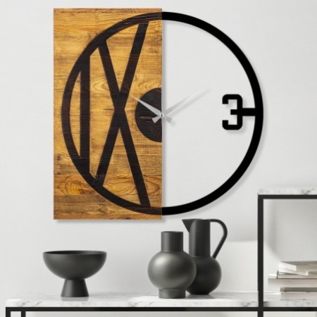 Reloj de pared madera Modelo 24 nogal negro 58x3x58 cm