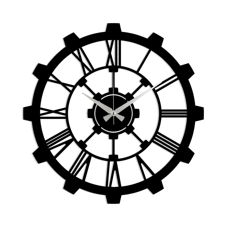 Reloj de pared metal Metal Wall Clock 16 negro 48x48 cm