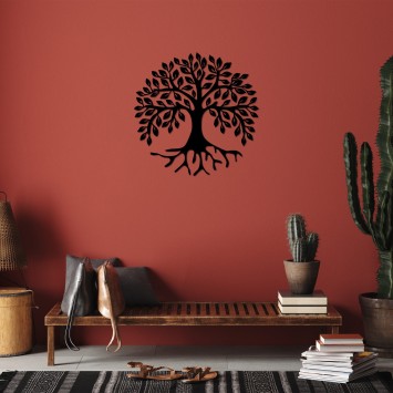 Decoración pared de metal Monumental Tree 10 negro 50x50 cm