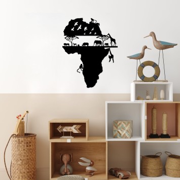 Decoración pared de metal Animal World Of Africa -529 negro 58x73 cm