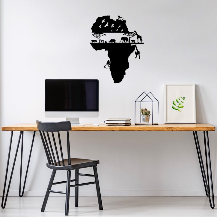 Decoración pared de metal Animal World Of Africa-529 negro 58x73 cm