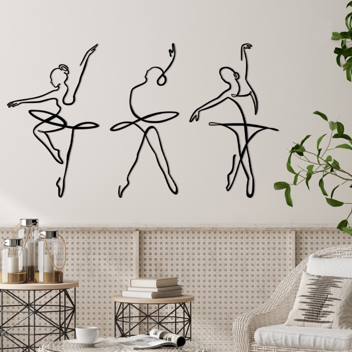 Decoración pared de metal Ballerina 3 negro 70x0.15x41 cm