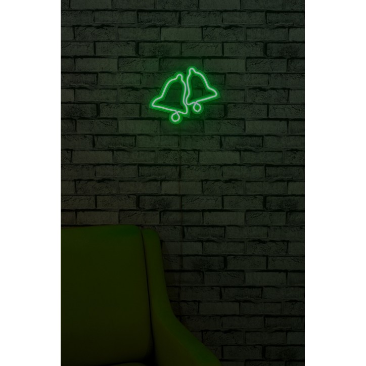 Iluminación LED decorativa de plástico Bells verde 30x24x2 cm