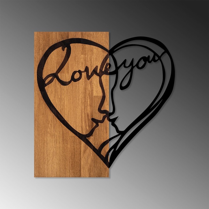 Decoración pared de madera i Love You nogal negro 54x58 cm