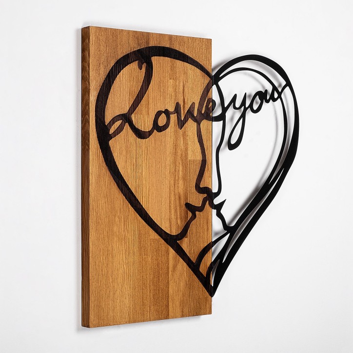 Decoración pared de madera i Love You nogal negro 54x58 cm