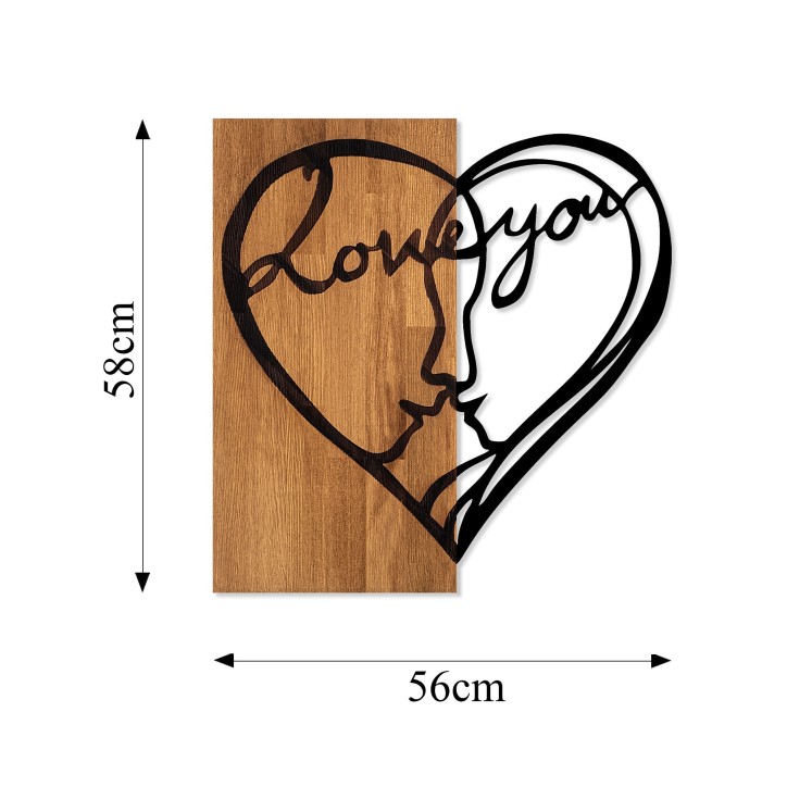 Decoración pared de madera i Love You nogal negro 54x58 cm