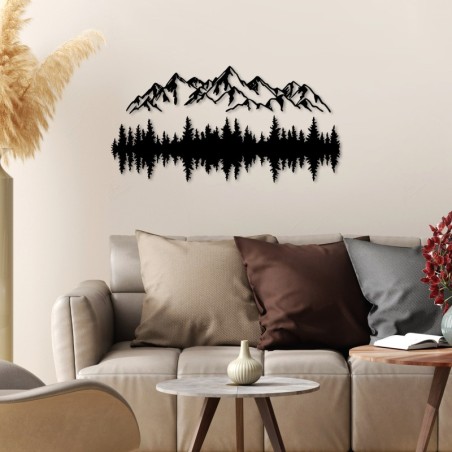 Decoración pared de metal Nature And Mountain-15 negro 62x14 cm (1 pieza)