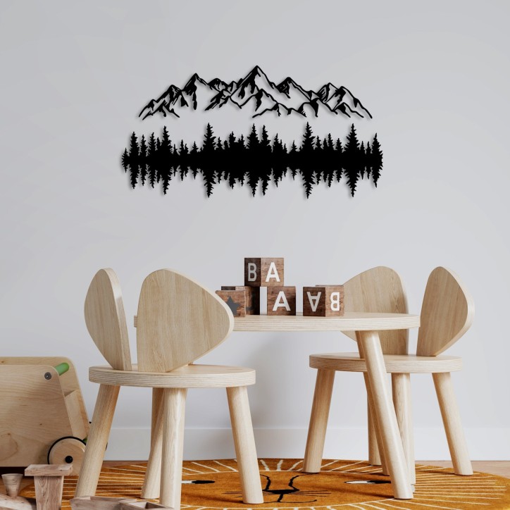 Decoración pared de metal Nature And Mountain-15 negro 62x14 cm (1 pieza)