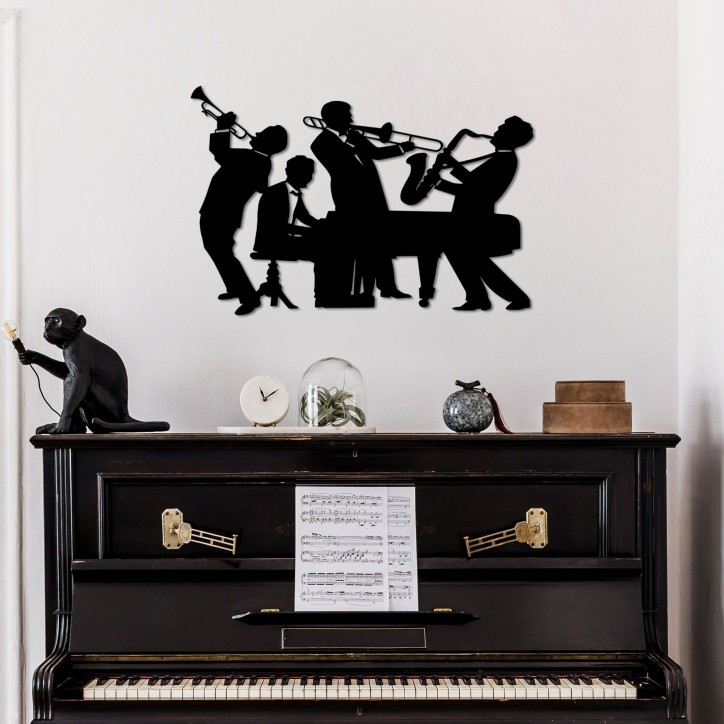 Decoración pared de metal Musicians- L negro 70x46 cm