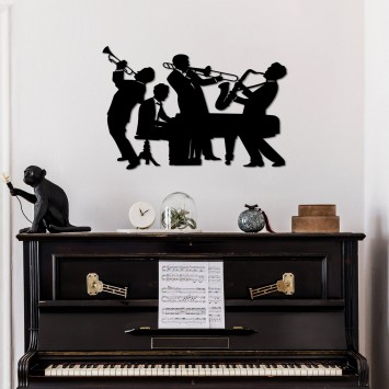 Decoración pared de metal Musicians - L negro 70x46 cm