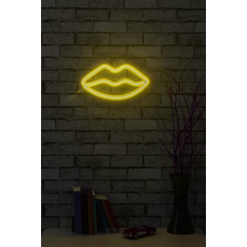 Iluminación LED decorativa de plástico Lips amarillo 36x19x2 cm