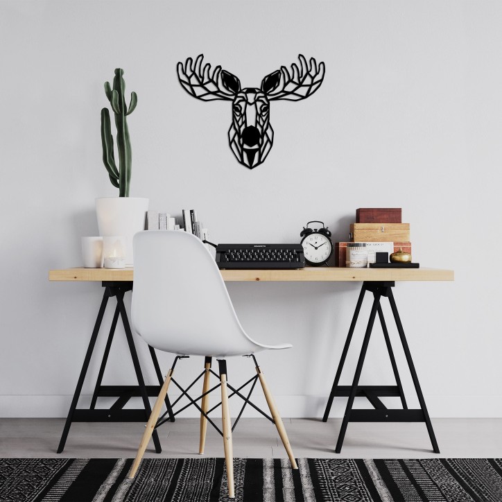 Decoración pared de metal Moose-458 negro 70x54 cm