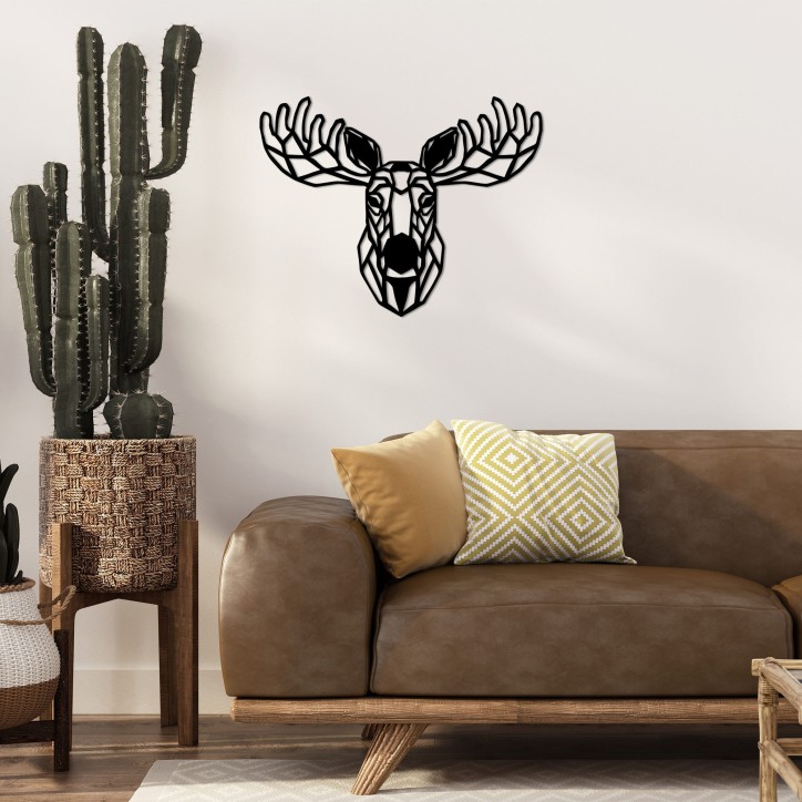 Decoración pared de metal Moose-458 negro 70x54 cm