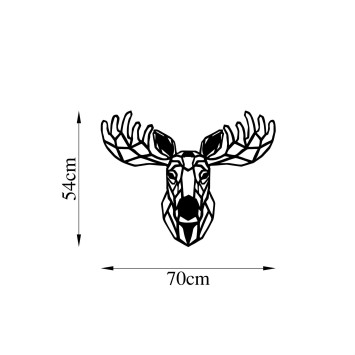 Decoración pared de metal Moose -458 negro 70x54 cm