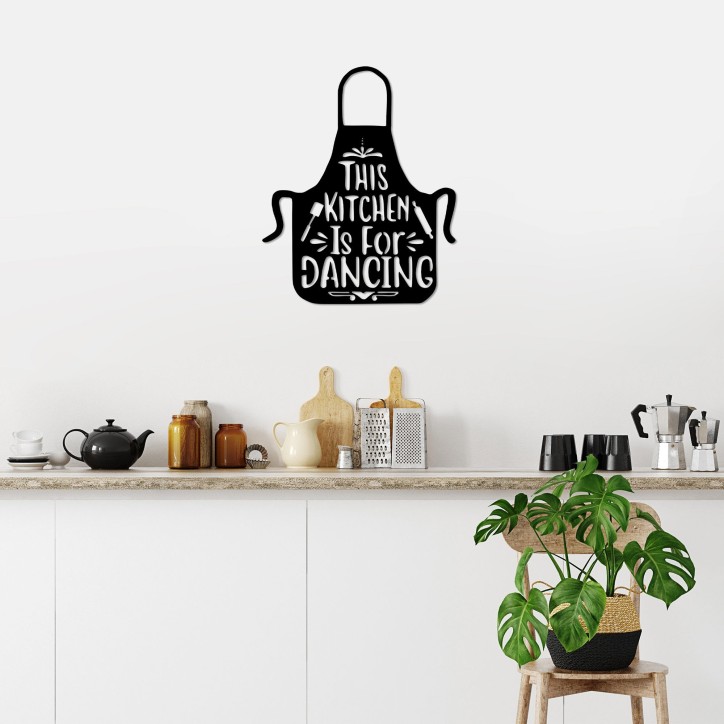 Decoración pared de metal This Kitchen Is For Dancing-459 negro 57x70 cm