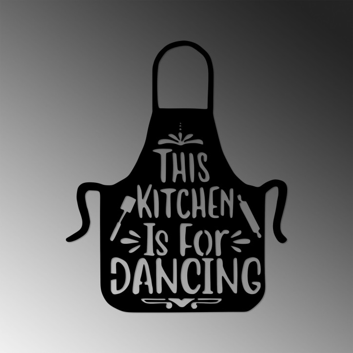 Decoración pared de metal This Kitchen Is For Dancing-459 negro 57x70 cm