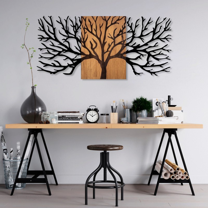 Decoración pared de madera Tree -327 nogal negro 150x3x70 cm